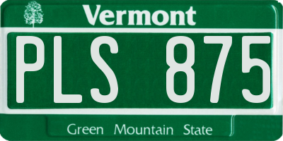 VT license plate PLS875