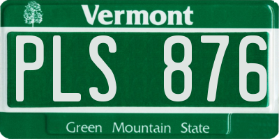 VT license plate PLS876