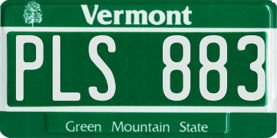 VT license plate PLS883