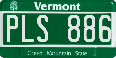 VT license plate PLS886