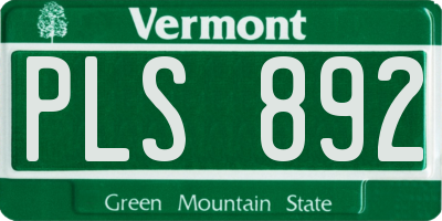 VT license plate PLS892