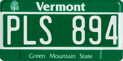 VT license plate PLS894