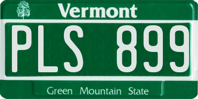 VT license plate PLS899