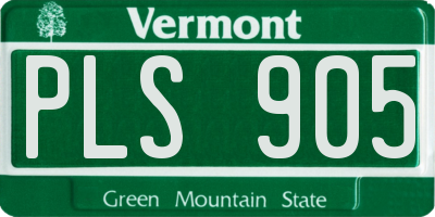 VT license plate PLS905