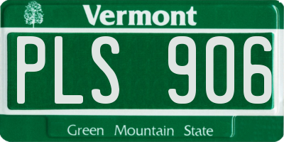 VT license plate PLS906