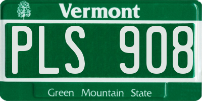 VT license plate PLS908