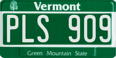 VT license plate PLS909