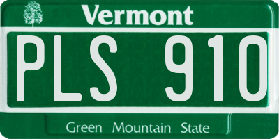 VT license plate PLS910