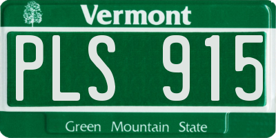 VT license plate PLS915