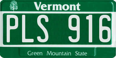 VT license plate PLS916