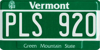 VT license plate PLS920