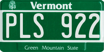 VT license plate PLS922