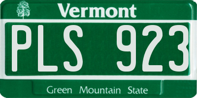 VT license plate PLS923