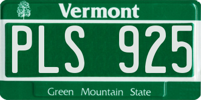VT license plate PLS925