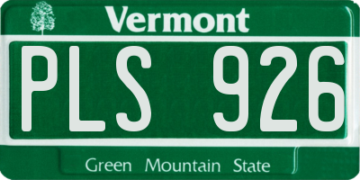 VT license plate PLS926