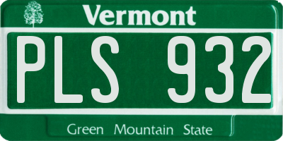 VT license plate PLS932