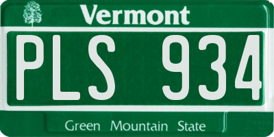 VT license plate PLS934