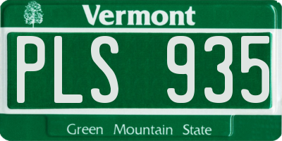 VT license plate PLS935