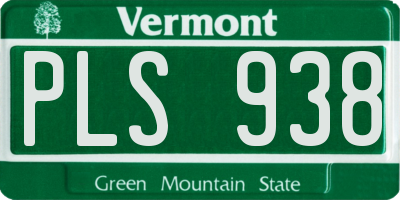 VT license plate PLS938