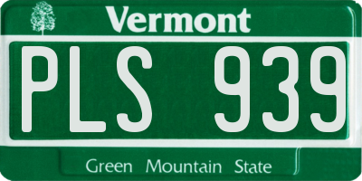 VT license plate PLS939