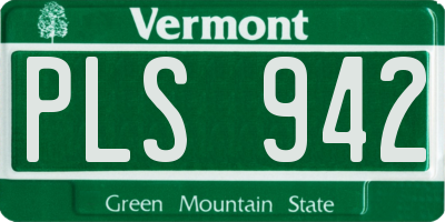 VT license plate PLS942