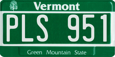 VT license plate PLS951