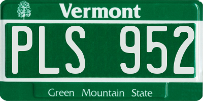VT license plate PLS952