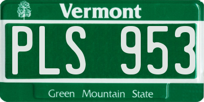 VT license plate PLS953