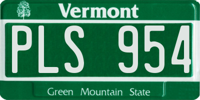 VT license plate PLS954