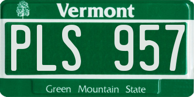 VT license plate PLS957