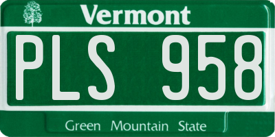 VT license plate PLS958