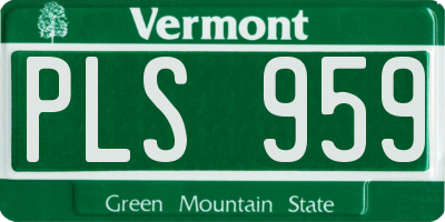 VT license plate PLS959