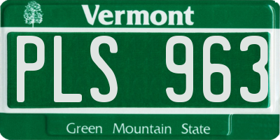 VT license plate PLS963