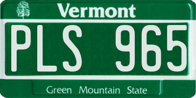 VT license plate PLS965