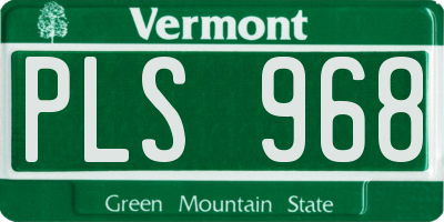 VT license plate PLS968