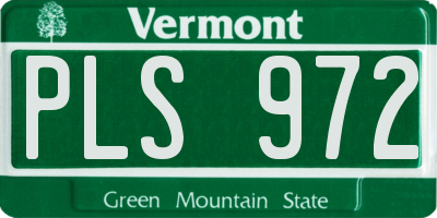 VT license plate PLS972
