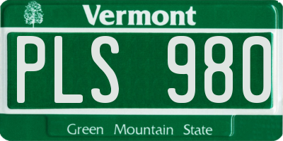 VT license plate PLS980