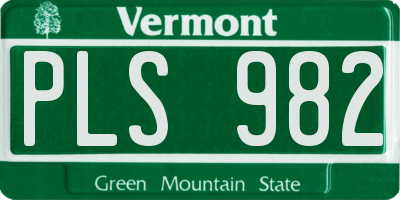 VT license plate PLS982