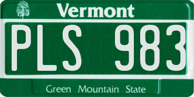 VT license plate PLS983