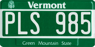 VT license plate PLS985