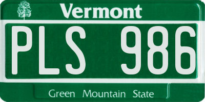 VT license plate PLS986
