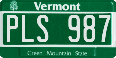 VT license plate PLS987