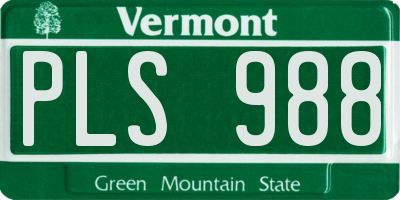 VT license plate PLS988