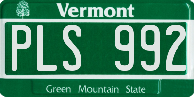 VT license plate PLS992
