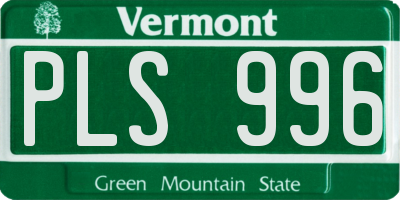 VT license plate PLS996