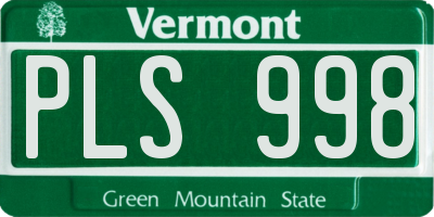 VT license plate PLS998