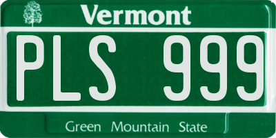 VT license plate PLS999