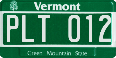 VT license plate PLT012
