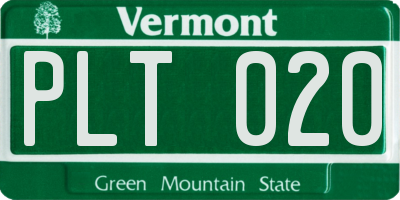 VT license plate PLT020