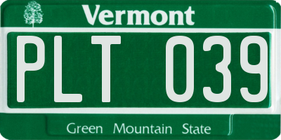 VT license plate PLT039